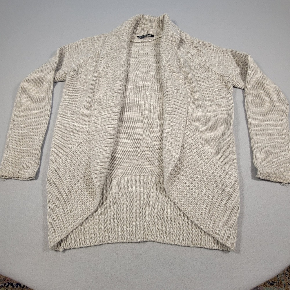 Bluenotes Cardigan Sweater Open Front Knit Women's Size Small‎ Beige Draped